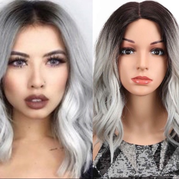 ?LEXA 12” GREY CELEB  MIDDLE PART WAVY BOB WIG main image 6